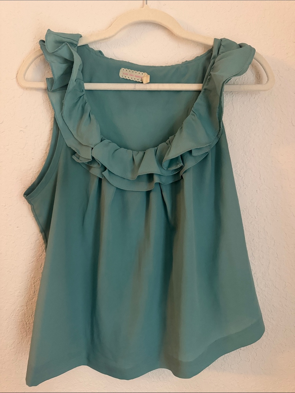 Pins & Needles Ruffle Neck Sleeveless Camisole - Teal